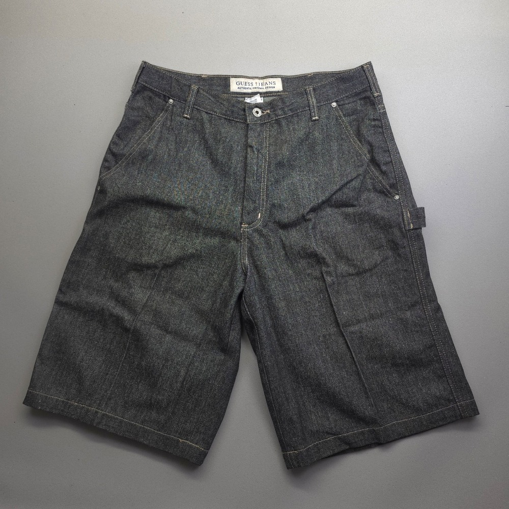 Vintage Guess Jeans Workwear Carpenter Jorts D67-62W Dark Wash Indigo Mens Sz 34
